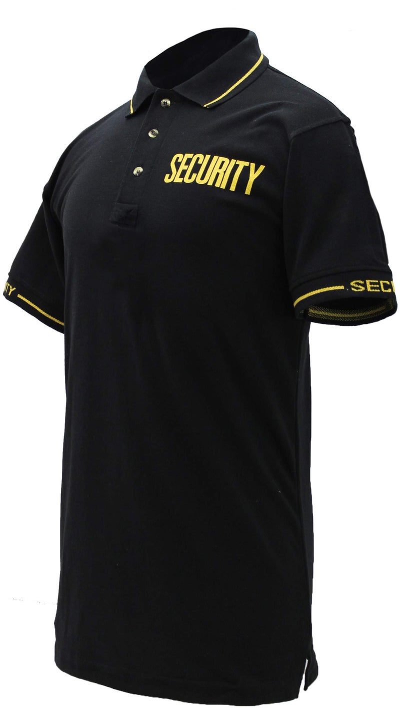 First Class Polycotton Security Polo Shirt (Large, Black W/Gold) - Image 2